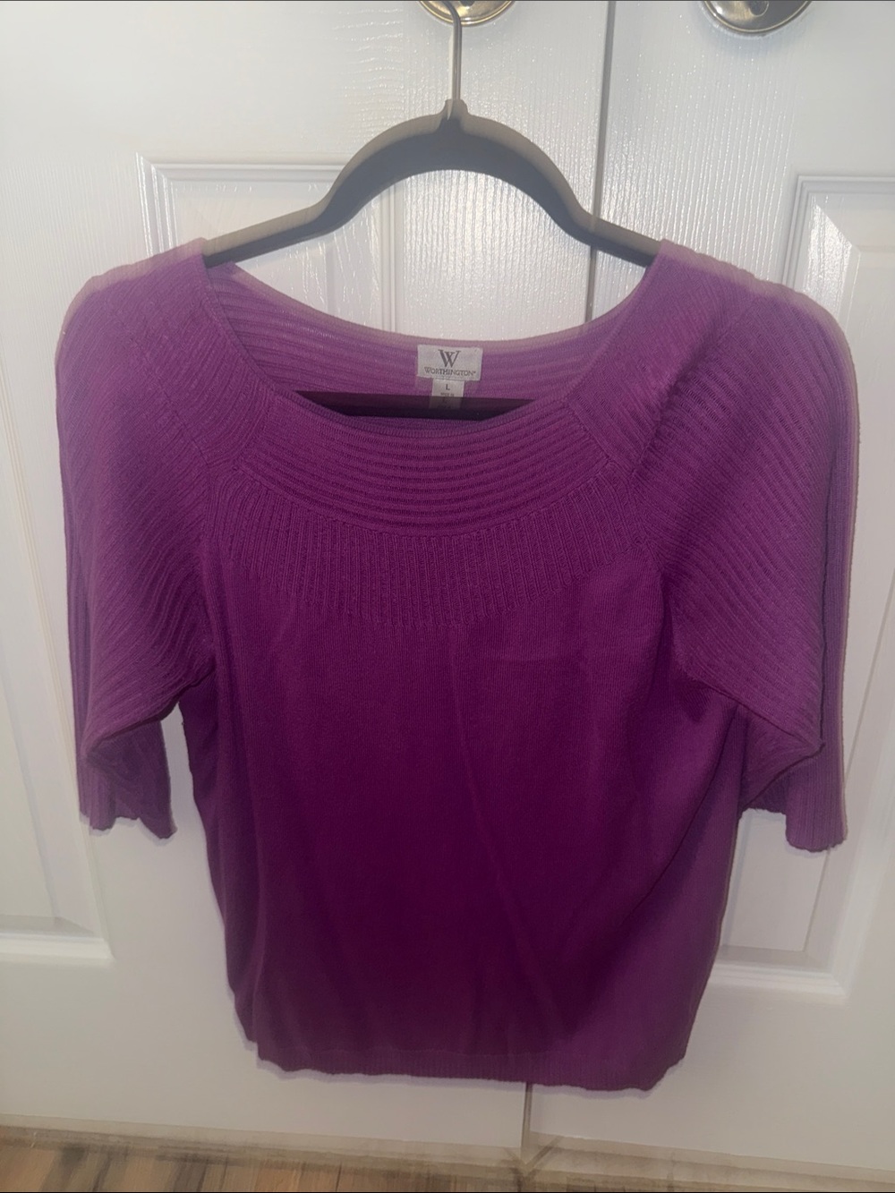 W by Worth Vibrant Purple Short-Sleeve Scoop Neck Sweater